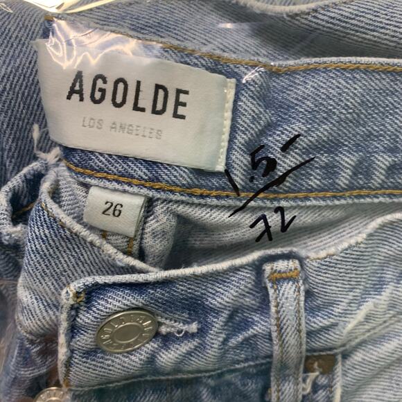 Agolde‎ 90s Pinch Jeans Women’s Sz 26 High Rise Distressed Denim Button Fly - Picture 12 of 12